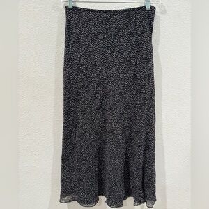 Ann Taylor 100% Silk Black Geometric Long Midi Straight Fairycore Skirt Size 10